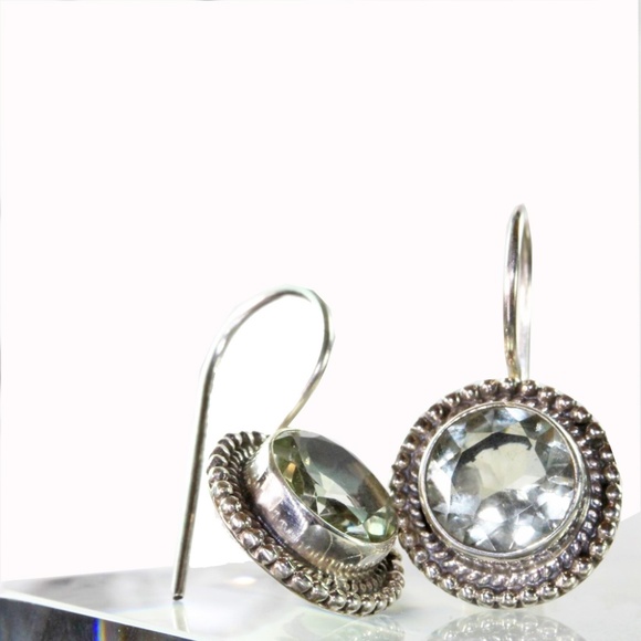 Crystal Quartz Halo Earrings - Picture 1 of 2